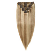 100% Human Hair Clip- in Extensions - #18-613 Medium Ash- Sandy Highlights