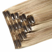 100% Human Hair Clip- in Extensions - #18-613 Medium Ash- Sandy Highlights