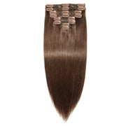 100% Human Hair Clip- in Extensions - #004 Medium Brown