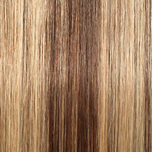 100% Human Hair Clip- in Extensions - #4-27 Choc- Honey Highlights