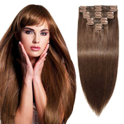 100% Human Hair Clip- in Extensions - #004 Medium Brown