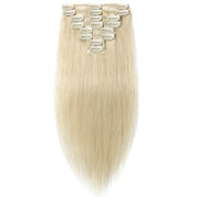 100% Human Hair Clip- in Extensions - #060 Platinum Blonde