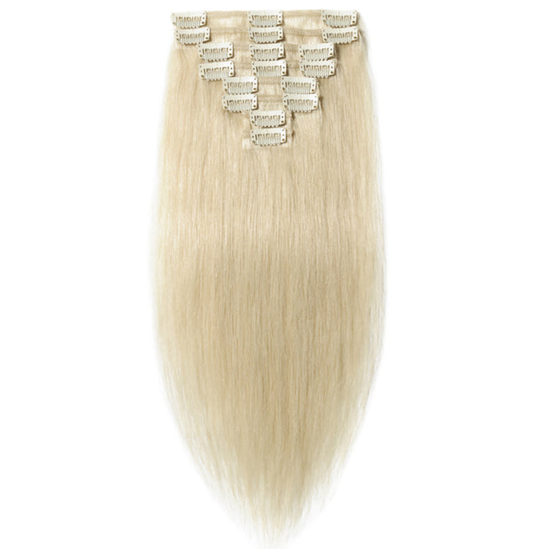 100% Human Hair Clip- in Extensions - #060 Platinum Blonde