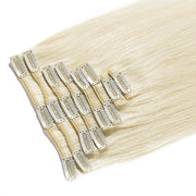 100% Human Hair Clip- in Extensions - #060 Platinum Blonde