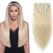 100% Human Hair Clip- in Extensions - #060 Platinum Blonde